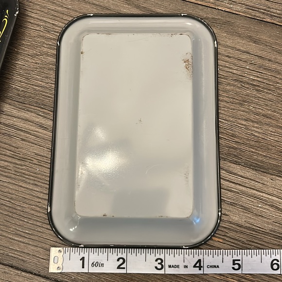 Vintage tin Floral Black Rectangular Trays Set of 5 what-not catch all toleware - Picture 5 of 16